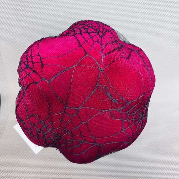 NWT Dark Red Velvet Spiderweb Lace Glitter Embellished Halloween Decor Pumpkin - Picture 8 of 15